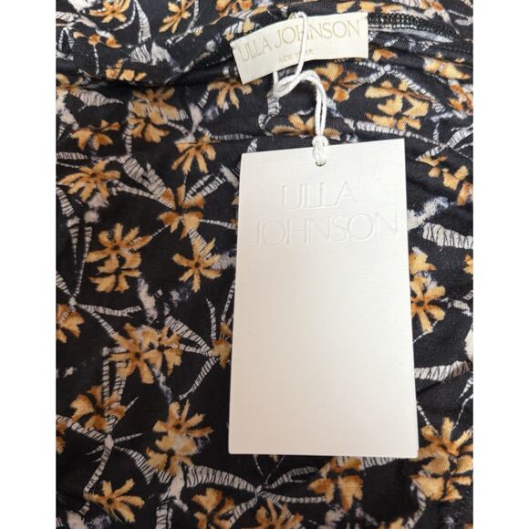 Ulla Johnson Medea Asymmetric Shirred Top Floral Black Size M NWT $290 - Picture 6 of 7